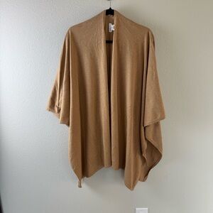 Minnie Rose Cotton Cashmere Topper Knit Cardigan Sweater Brown Sugar One Size